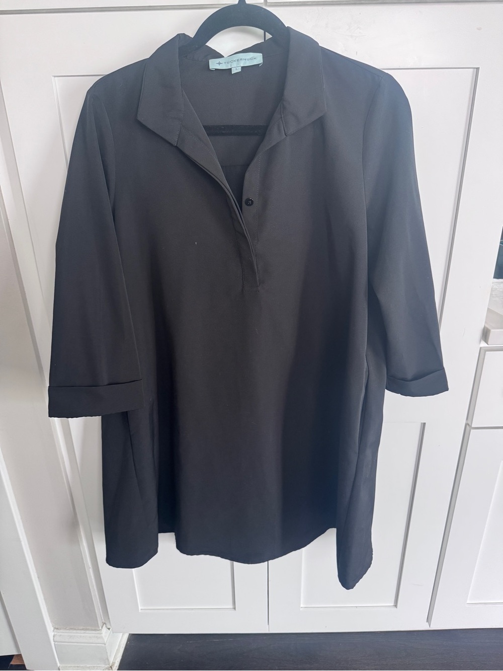 Tuckernuck Black Relaxed Collared Tunic swing dress